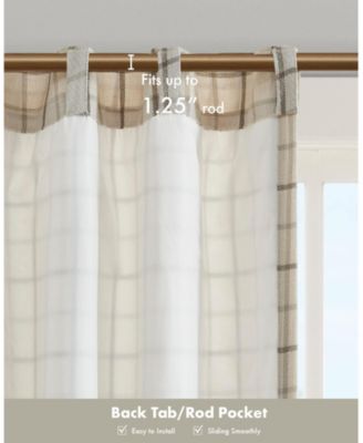 Anaheim Plaid Curtain 1 Panel for bedroom, Rob Pocket/Back Tab fit up to 1.25 inches rod Single Curtain Panel for Living Room, Width 50 length 95 inches, Fleece Lining Brown 1 Window Panel