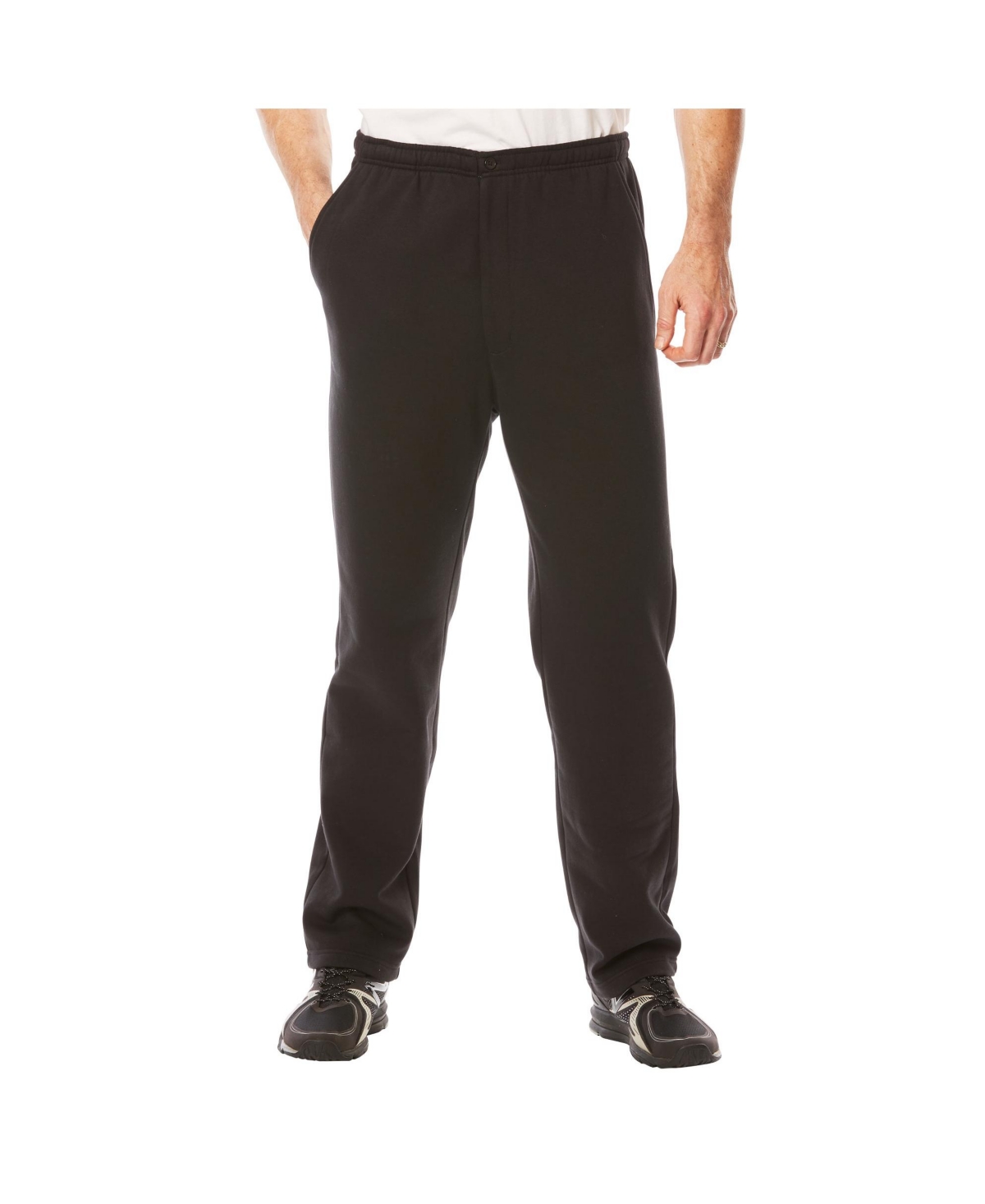 Big & Tall Fleece Zip Fly Sweatpants - Black