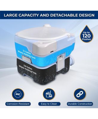 15-Liter Outdoor Portable Toilet with Extra Large Seat, Moonwhite