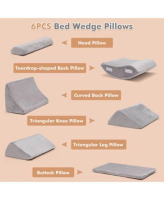 6 Pieces Orthopedic Bed Wedge Pillow Set for Back Neck Leg