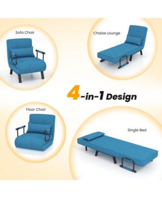 Folding 6 Position Convertible Sleeper Bed Armchair Lounge Couch with Pillow