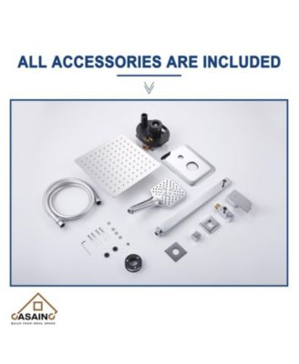 10 Inch Wall Mounted Square Shower System Set with Handheld Spray