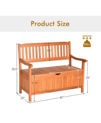 33 Gallon Wooden Storage Bench with Liner for Patio Garden Porch
