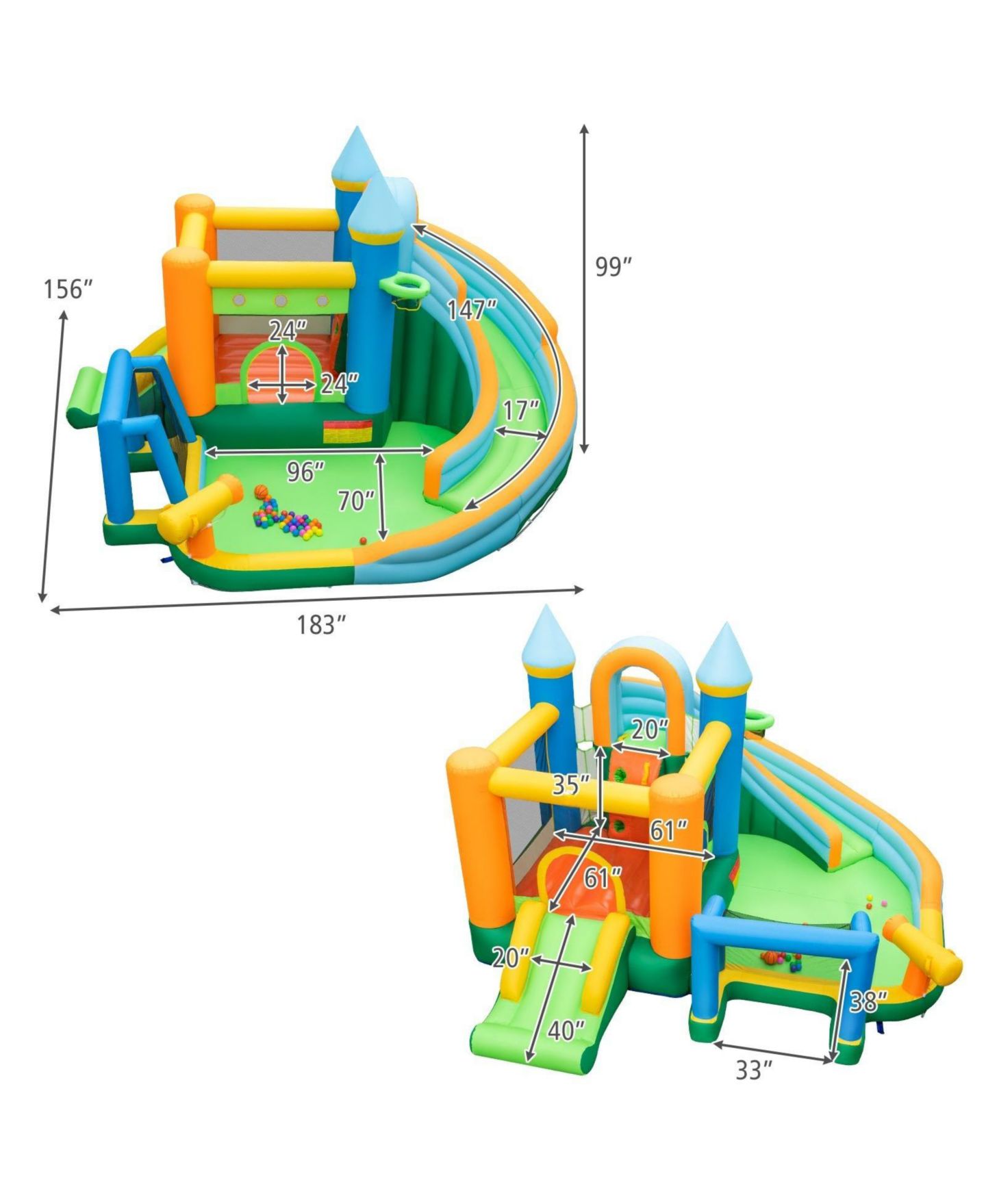 Детские игрушки GOUUN Inflatable Water Slide with Dual Slides and Splash Pool Bounce House, For 2 Children, Ages 3-10, цвет: Синий — фото 3