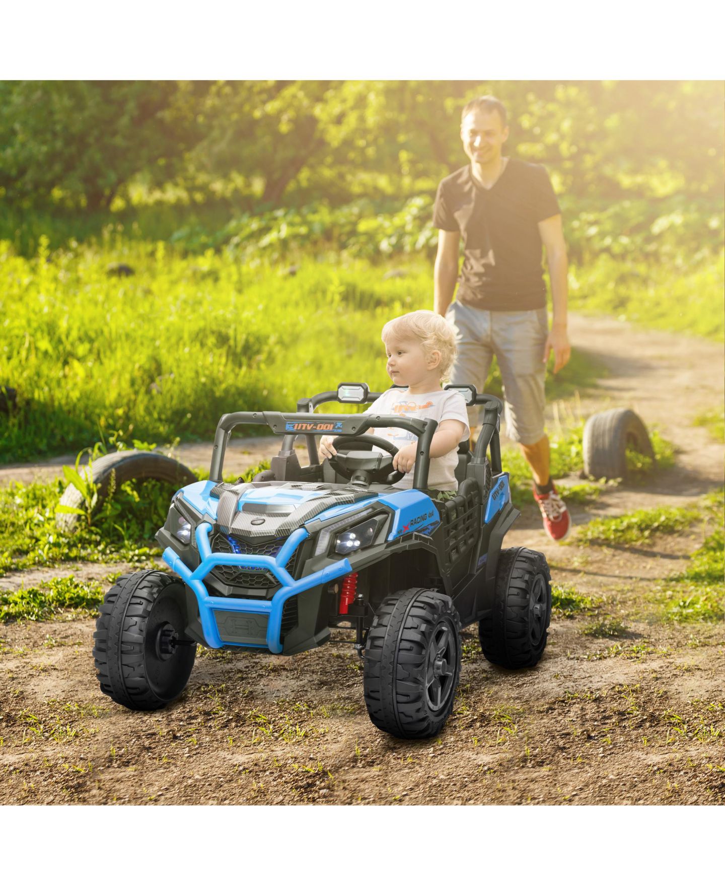 Детская игрушка Qaba 2 Seater 24V Electric Car for Kids with Remote Control, цвет: Синий — фото 2