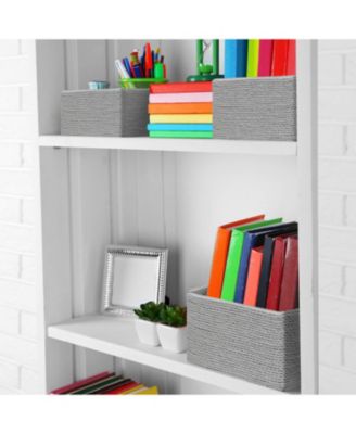 Storage Baskets 4-Piece Set - Stackable Woven Basket Paper Rope Bin Boxes for Makeup, Office Supplies, Bedroom, Closet