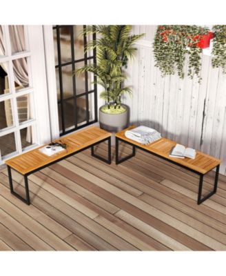 Set of 2 Patio Dining Bench for 2-3 Person Indoor Outdoor