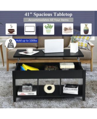 Lift Top Table with Hidden Storage Compartment
