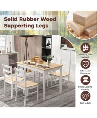 5-Piece Wooden Dining Set with Rectangular Table and 4 Chairs