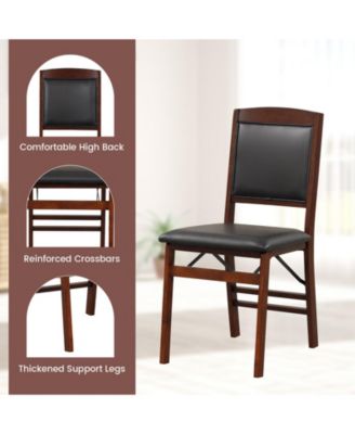 Set of 2 Folding Dining Chairs with Padded Seat and High Backrest