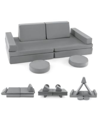 10-Piece Kids Play Couch Sofa with Portable Handle