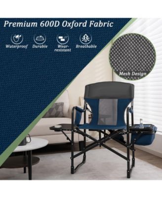 Folding Camping Directors Chair with Cooler Bag and Side Table