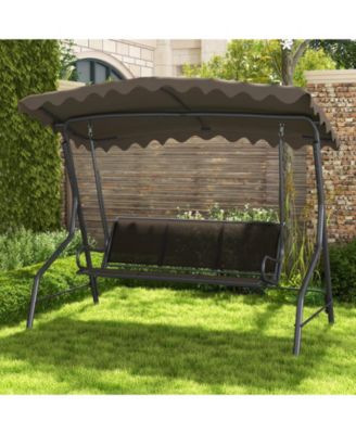 3-Seat Outdoor Porch Canopy Swing with Adjustable Shading