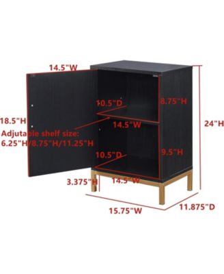 - Grant Accent Cabinet Side End Table, Bedside Nightstand for Bedroom Living Room, Black/Gold