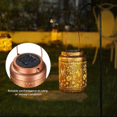 Hummingbird Solar Lantern Outdoor Hanging Waterproof Metal Decor Light Christmas Gifts Yard Patio Porch 2Pack
