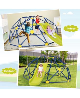 Kids Climbing Dome with Slide and Fabric Cushion for Garden Yard