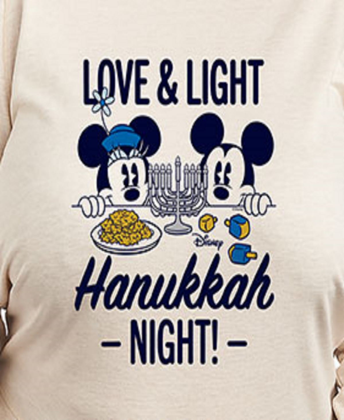 Hybrid Apparel Plus Size Disney Hanukkah Graphic Pullover Top In Beige,khaki