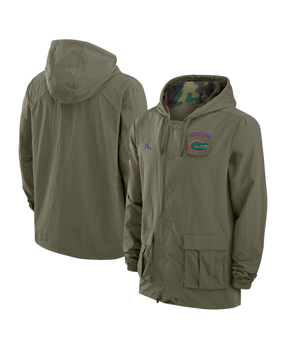 JORDAN MEN'S OLIVE FLORIDA GATORS 2024 MILITARY APPRECIATION FULL-SNAP HOODIE MILITARY JACKET 