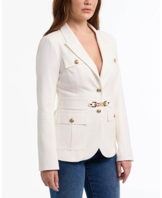 Women's Belted Utilitarial Blazer Jacket