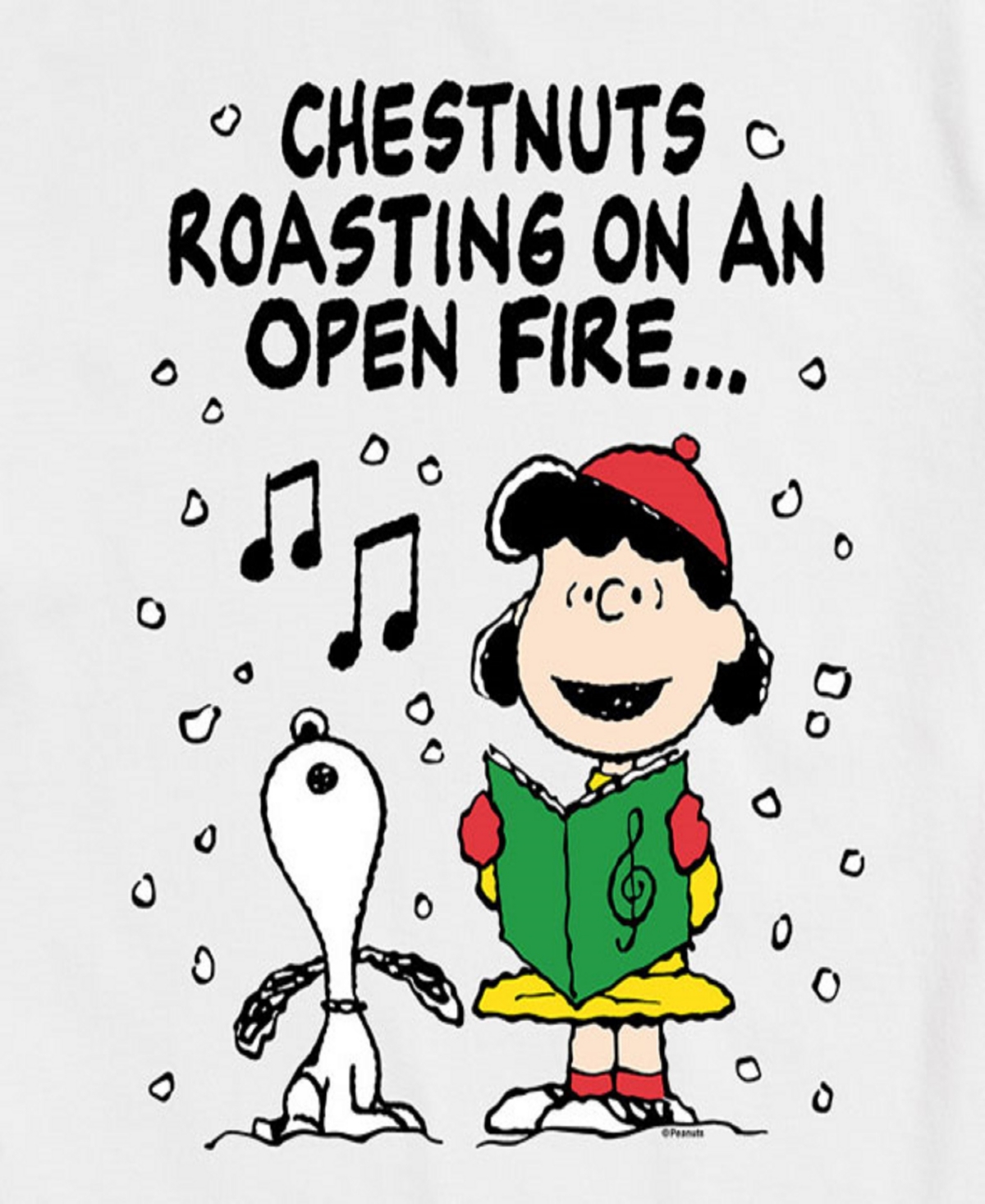Airwaves Men's Peanuts Chesnuts Roasting Short Sleeve Tee In White