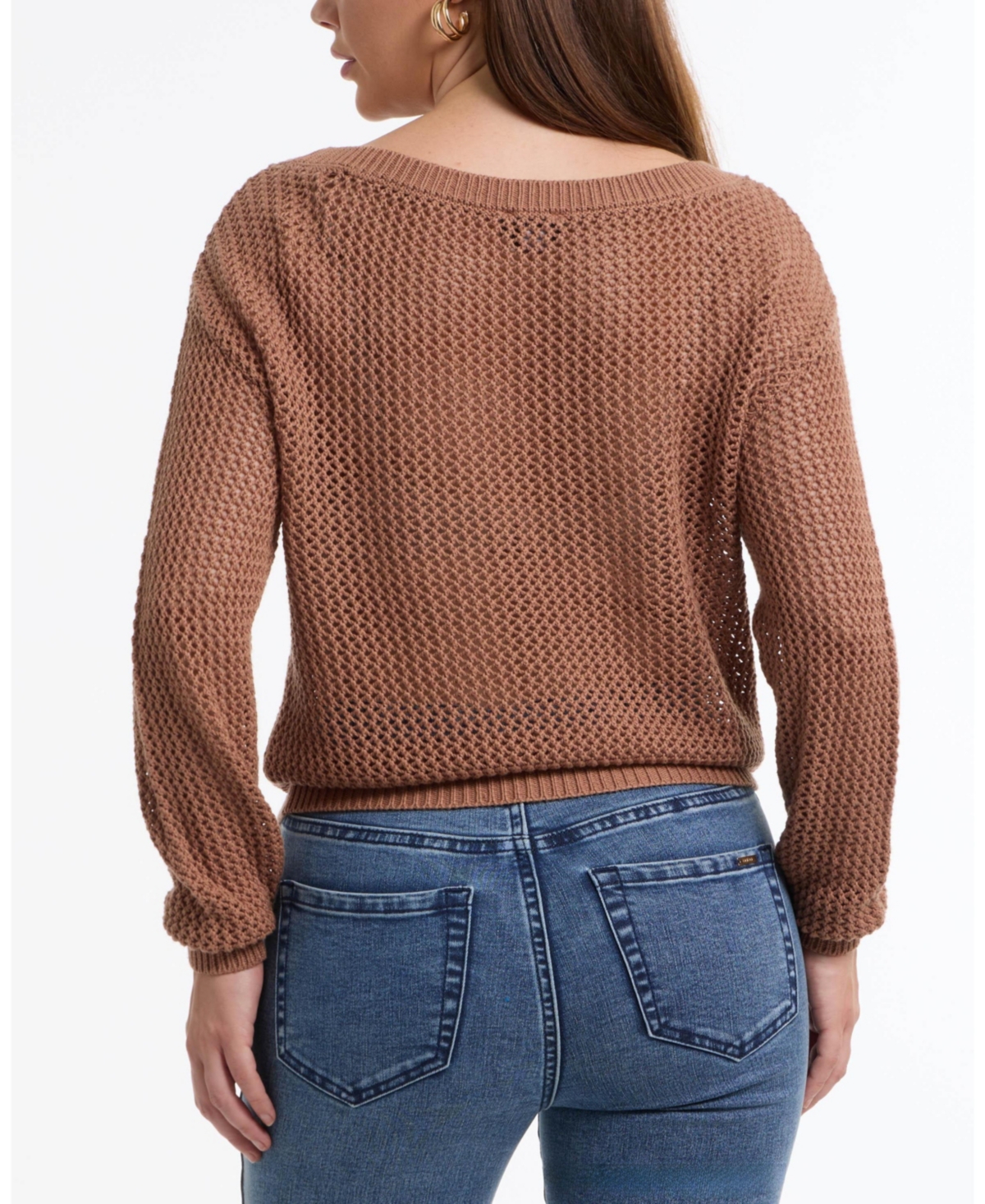 Bebe Women's Open Knit Pocket Detail Sweater