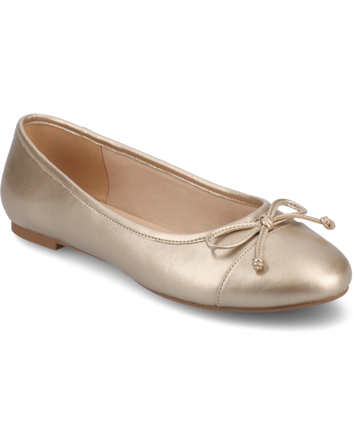 Shop Journee Collection Women's Kaiah Cap Toe Ballet Flats In Champagne