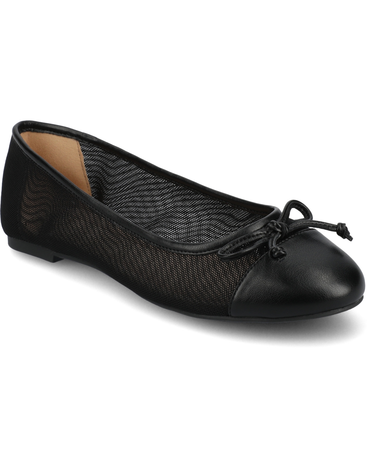 Shop Journee Collection Women's Kaiah Cap Toe Ballet Flats In Black Mesh