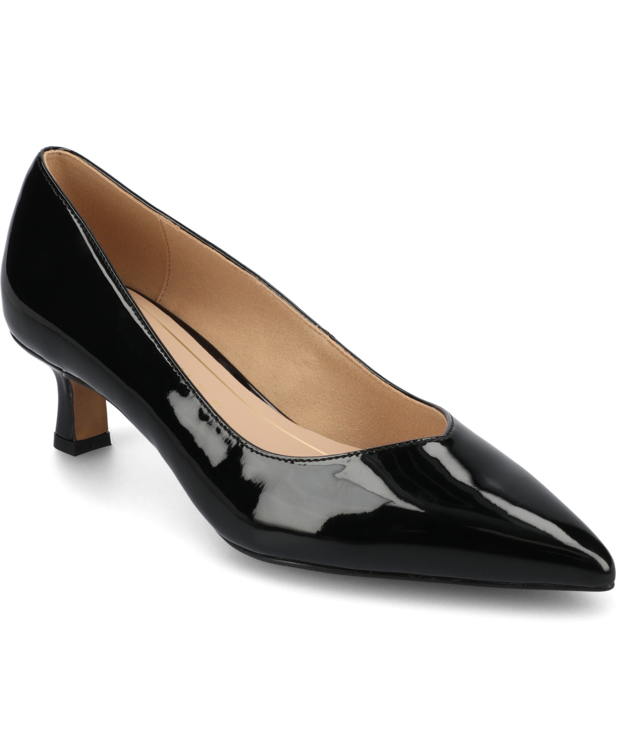 Shop Journee Collection Women's Pammie Pointed Toe Kitten Heel Dress Pumps In Black Patent