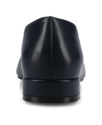 Journee Womens Carmin Medium and Wide Width Slip On Low Block Heel Pointed Toe Dress Flats