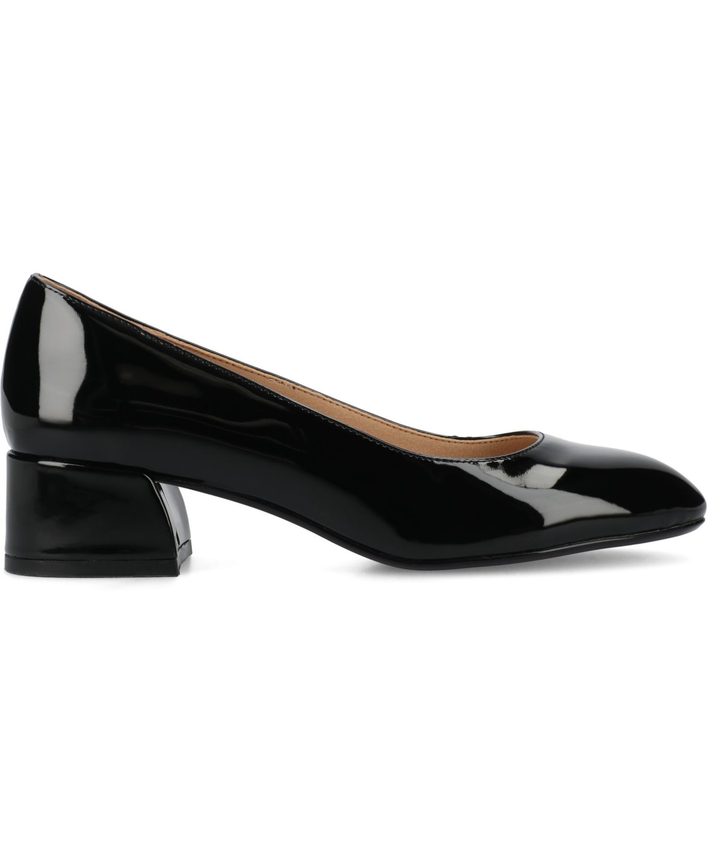 Женские туфли Journee Collection Saarii Round Toe Block Heel Pumps, цвет: Чёрный лаковый — фото 2
