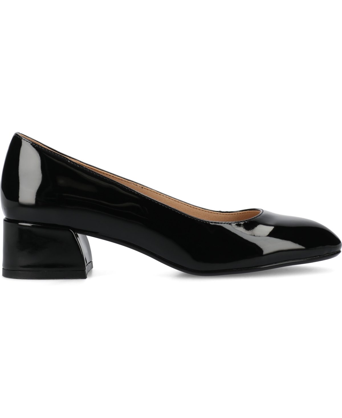 Shop Journee Collection Women's Saarii Round Toe Block Heel Pumps In Black Patent