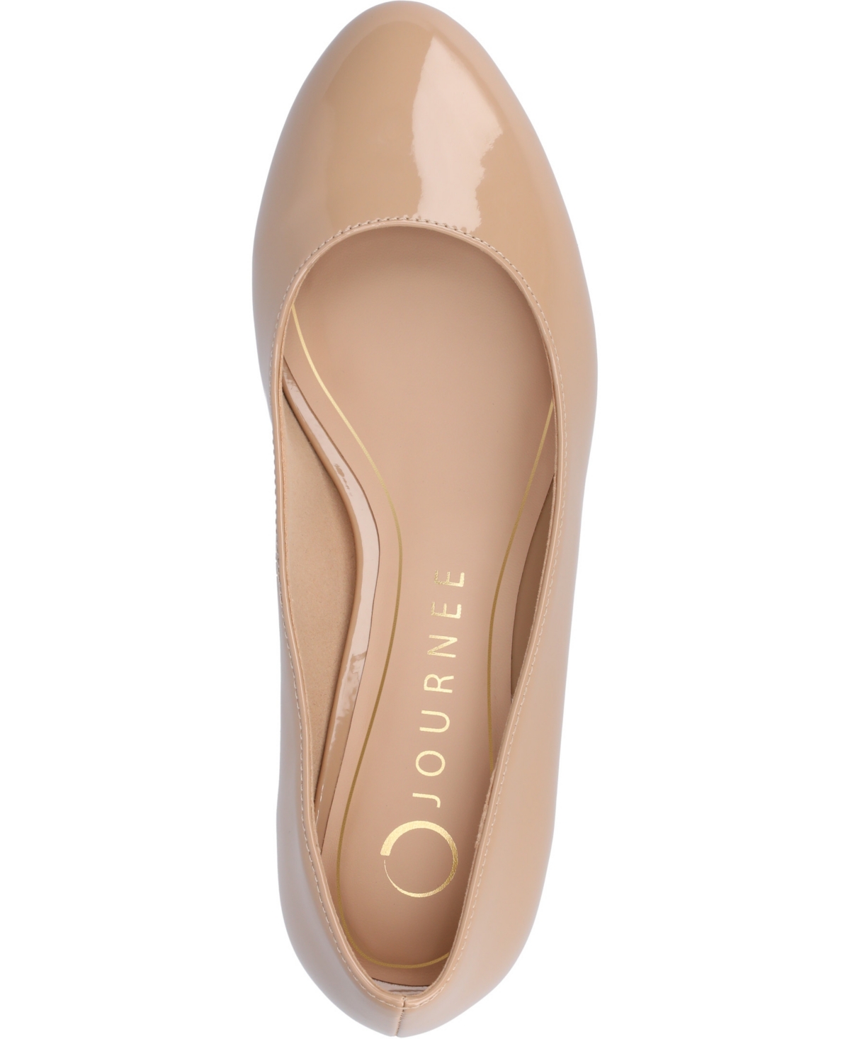 Journee Collection Women's Saarii Round Toe Block Heel Pumps In Nude Patent
