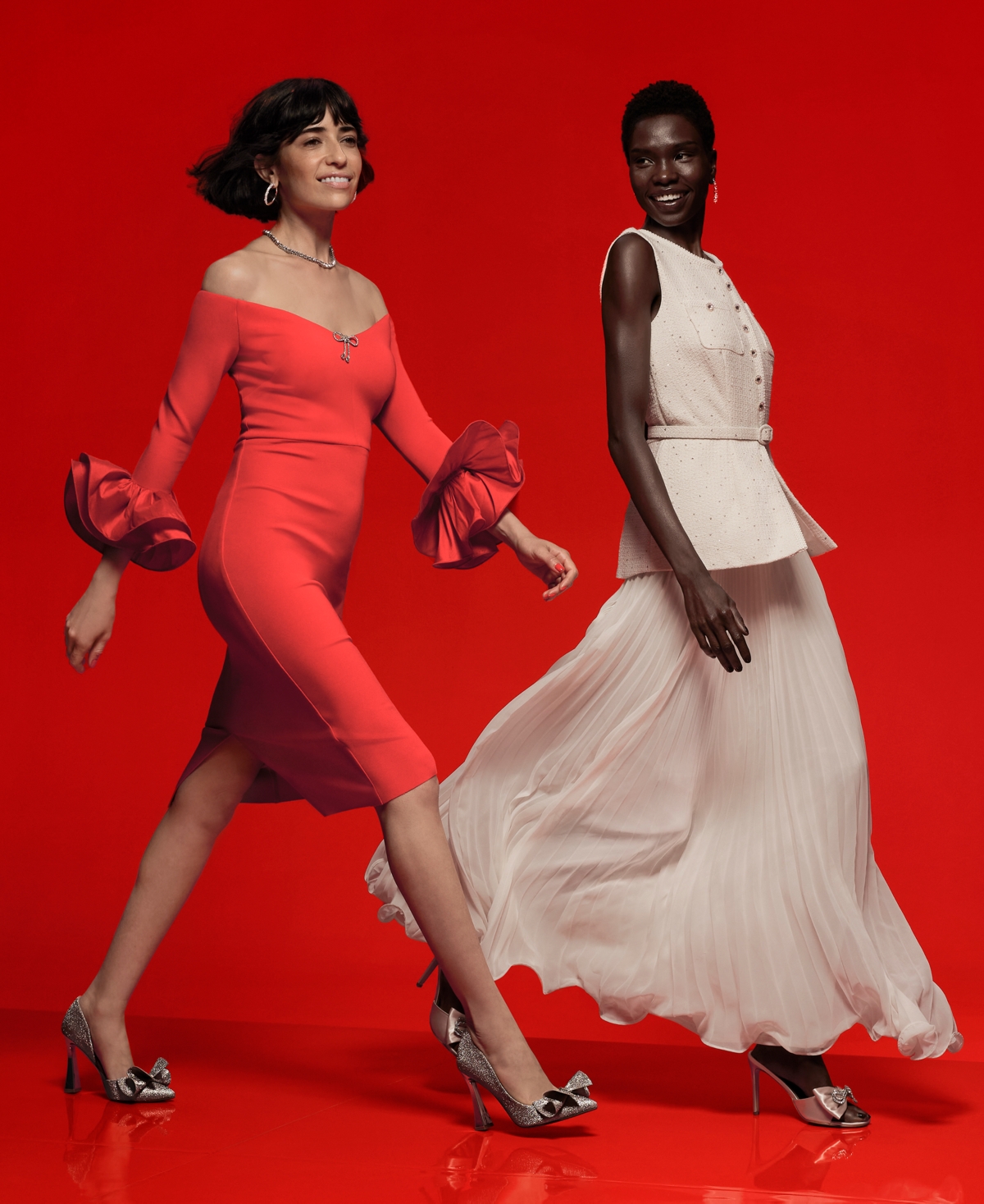 Taylor Women's Embellshed Mixed-Media Pleated Gown