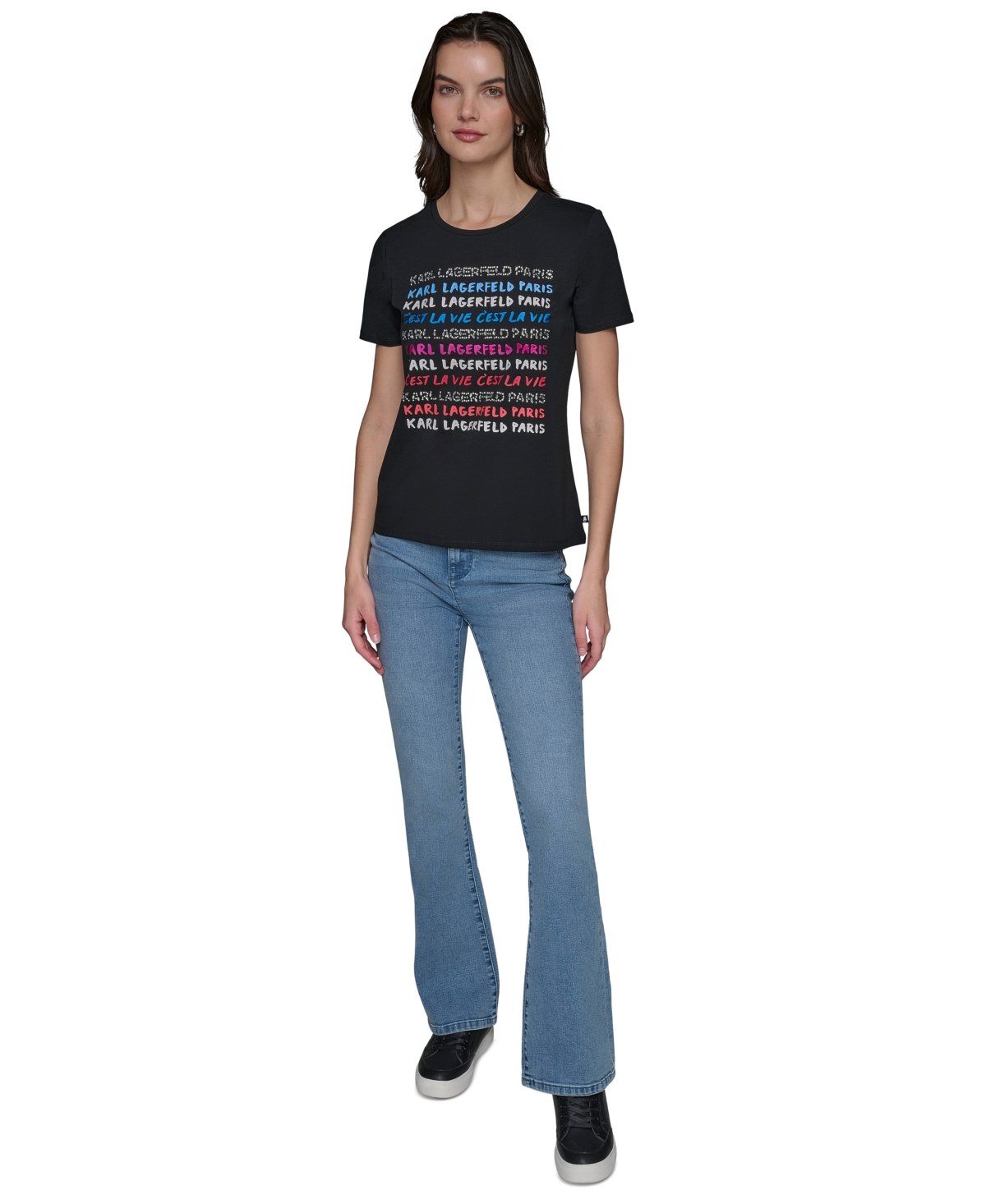 Karl Lagerfeld Paris Women's Logo Graphic-Print Tee