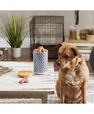 Lattice Paw Print Ceramic Pet Treat Canister