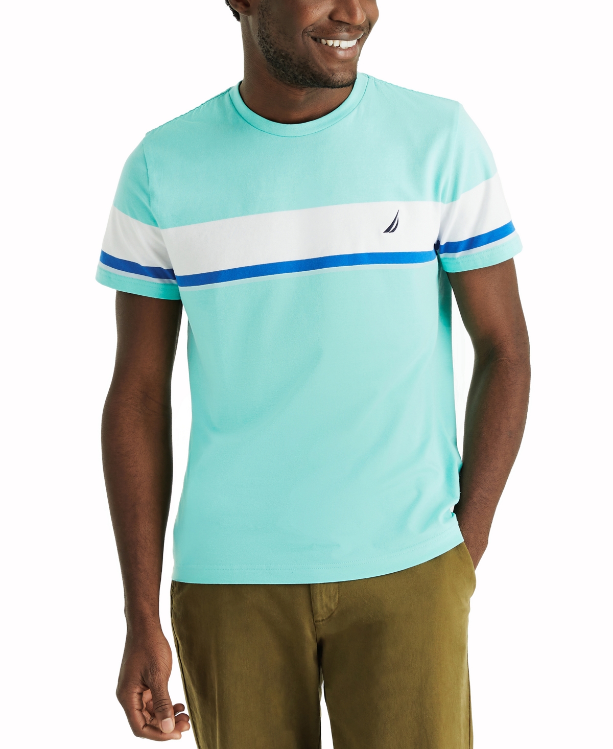 NAUTICA MEN'S STRIPED COTTON-BLEND CLASSIC-FIT T-SHIRT 