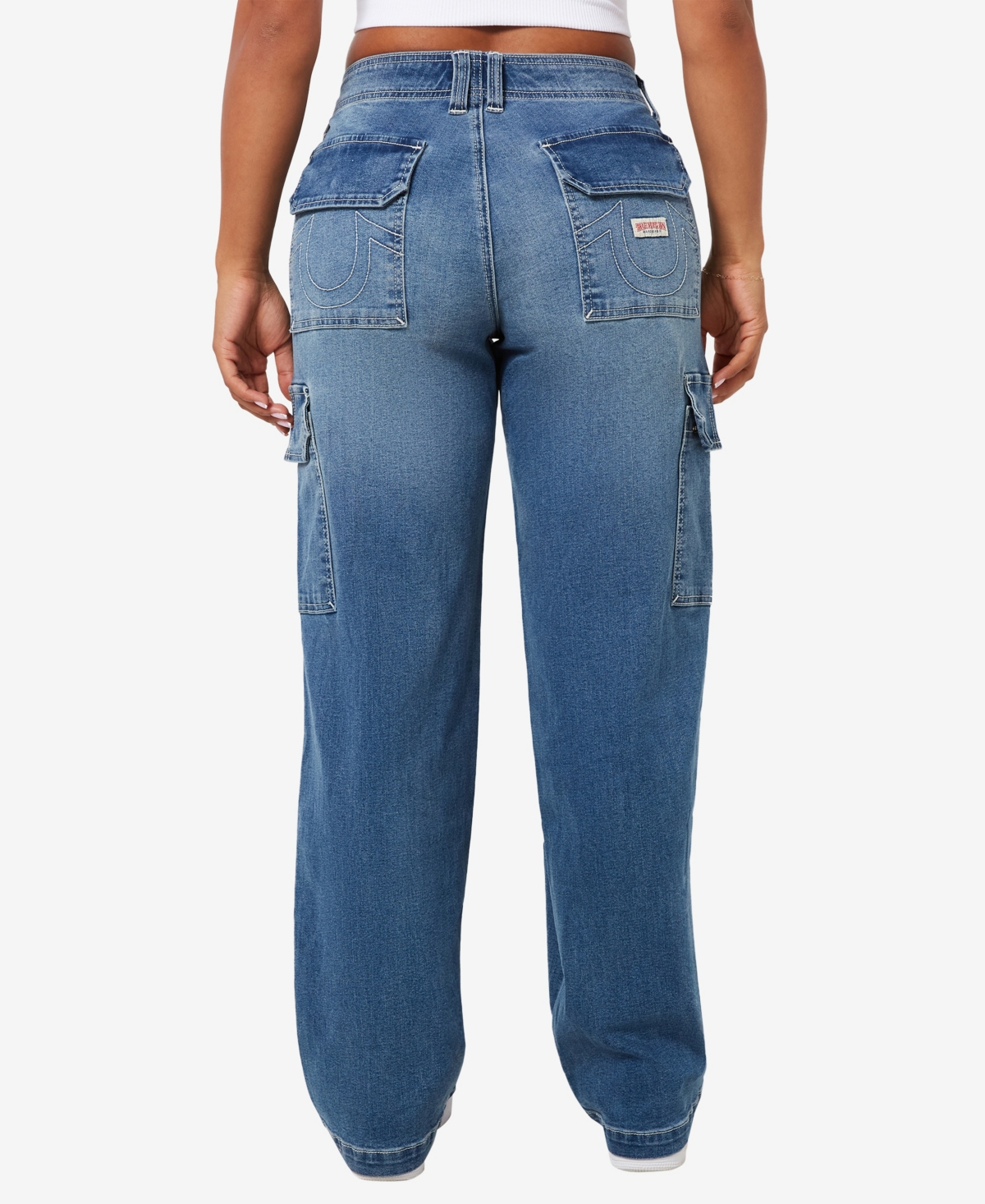 TRUE RELIGION WOMEN'S BAGGY CARGO STRAIGHT JEANS 