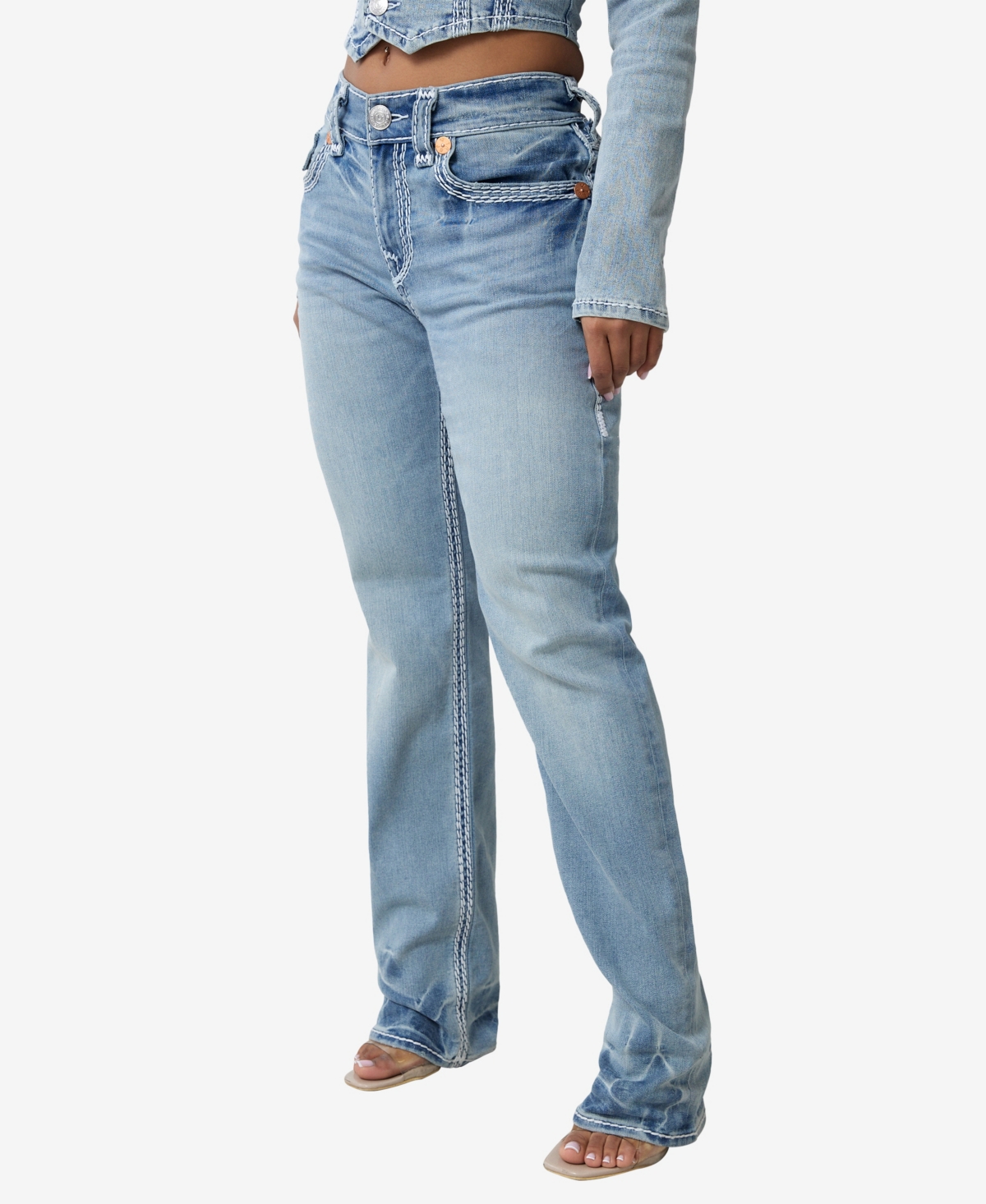 TRUE RELIGION WOMEN'S RICKI STRAIGHT FLAP JEANS 