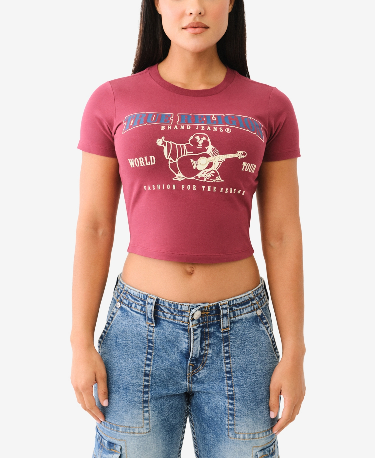 Shop True Religion Women's Baby Crew Neck T-shirt In Cordovan