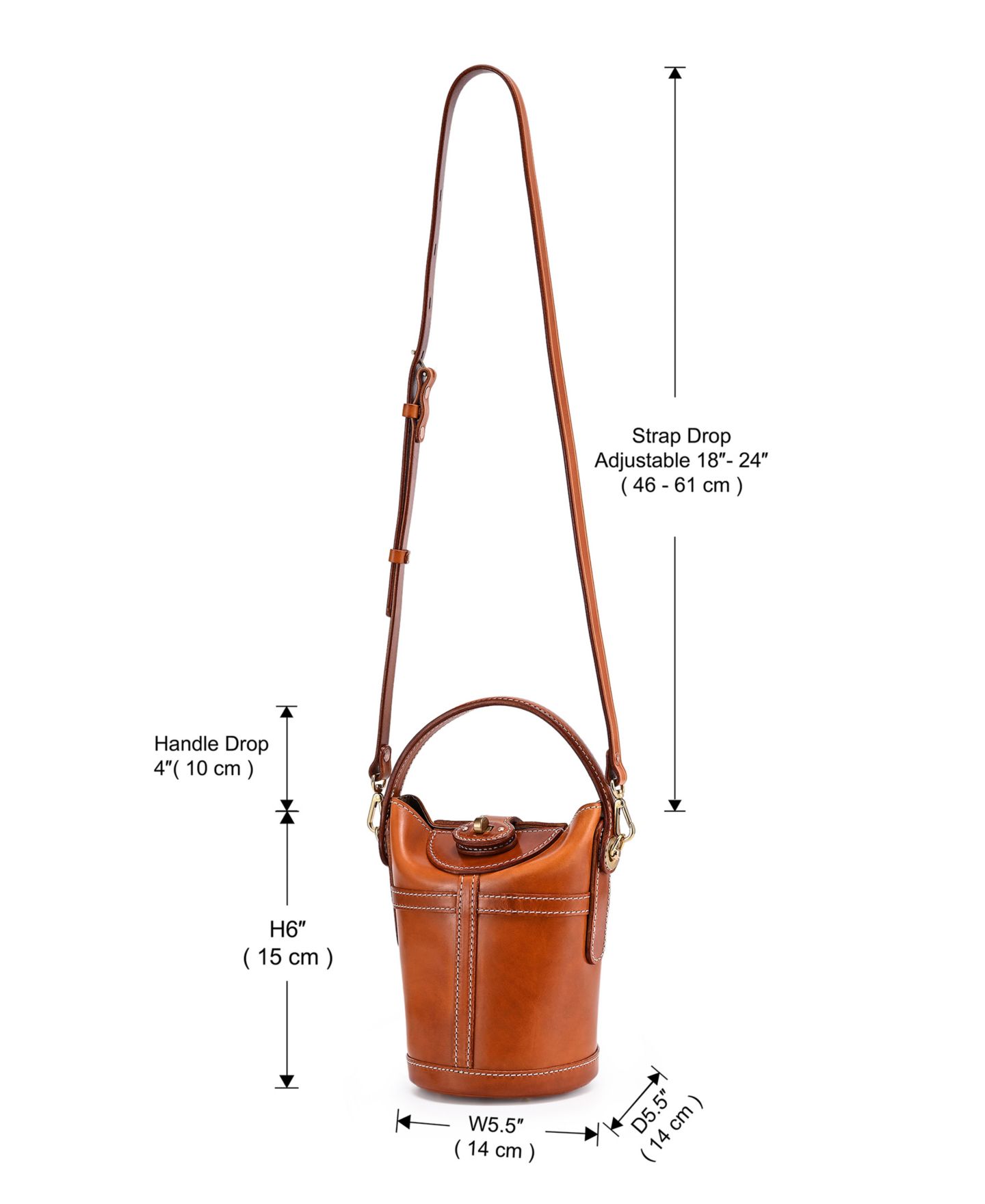 Женская сумка через плечо Old Trend Begonia Vintage Bucket, цвет: Карамельный — фото 8