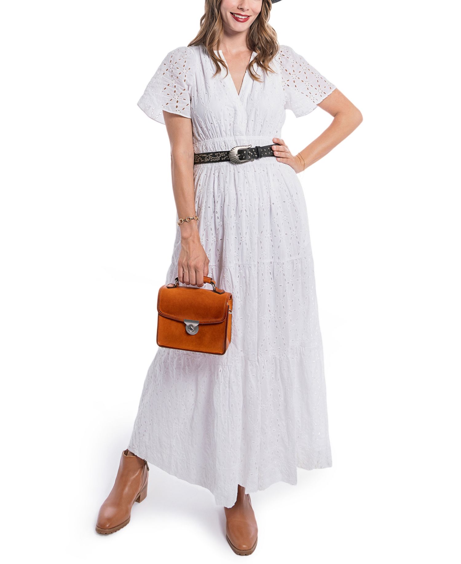 Laurel Mini Leather Convertible Pushlock Crossbody Bag