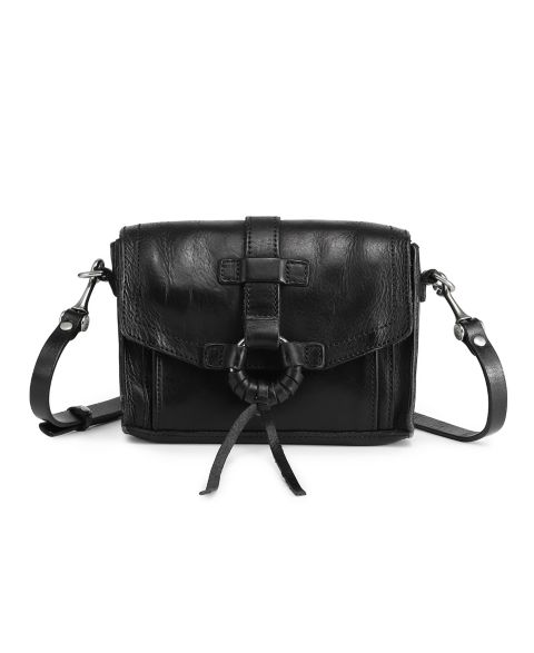 Женская сумка OLD TREND Anemone Small Leather Crossbody, цвет: Чёрный
