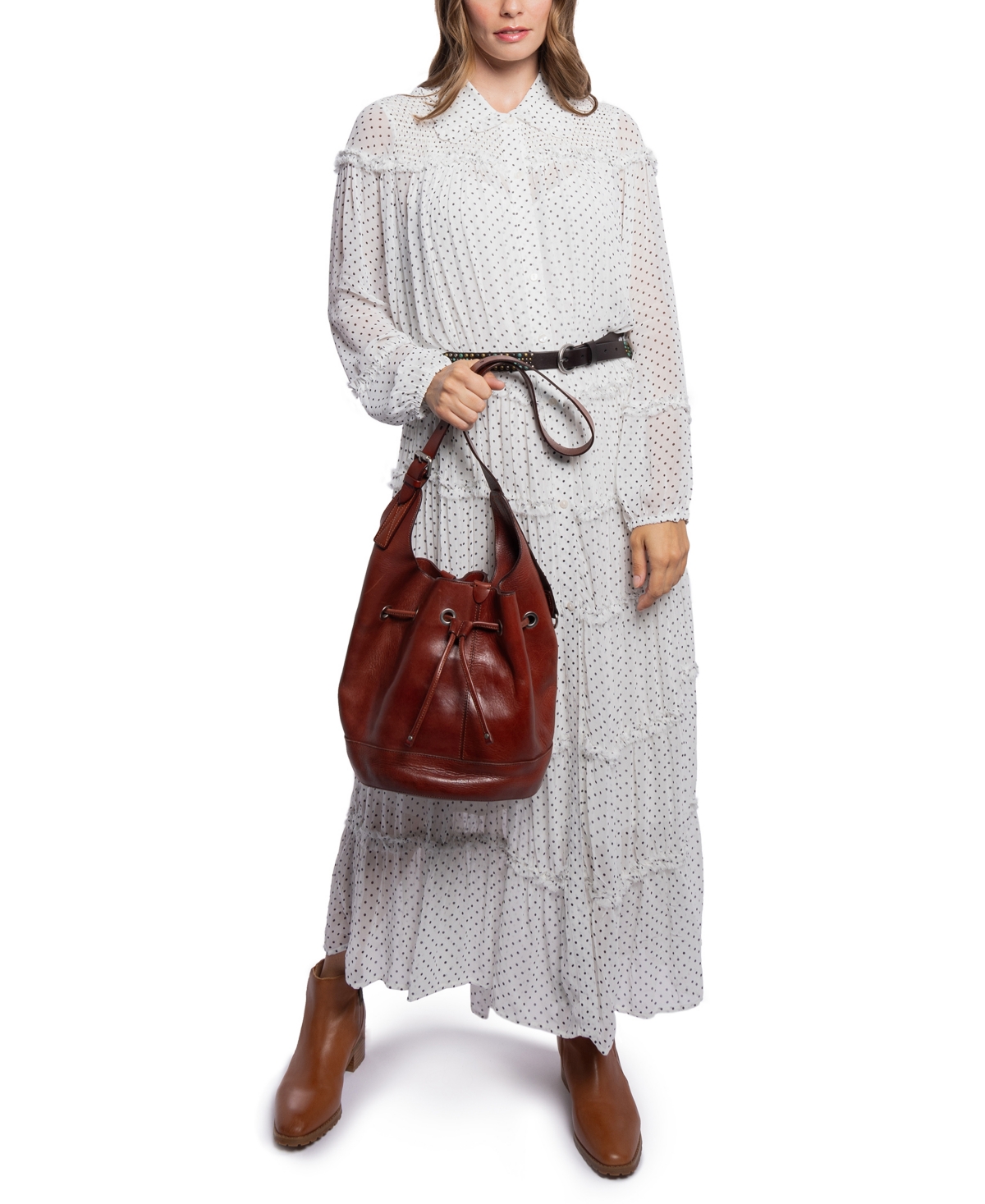 Old Trend Lily Shoulder Bucket Bag In Brown