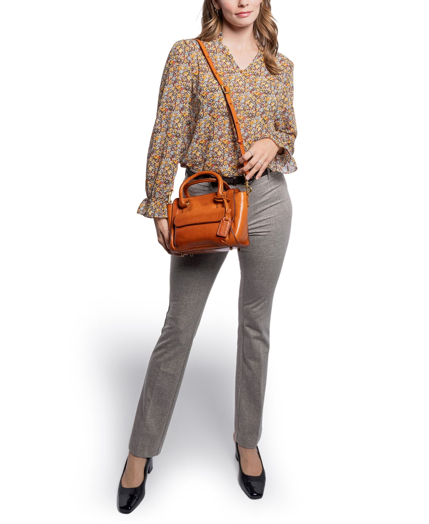 Женская сумка OLD TREND Pansy Small Leather Satchel, цвет: Карамельный — фото 12