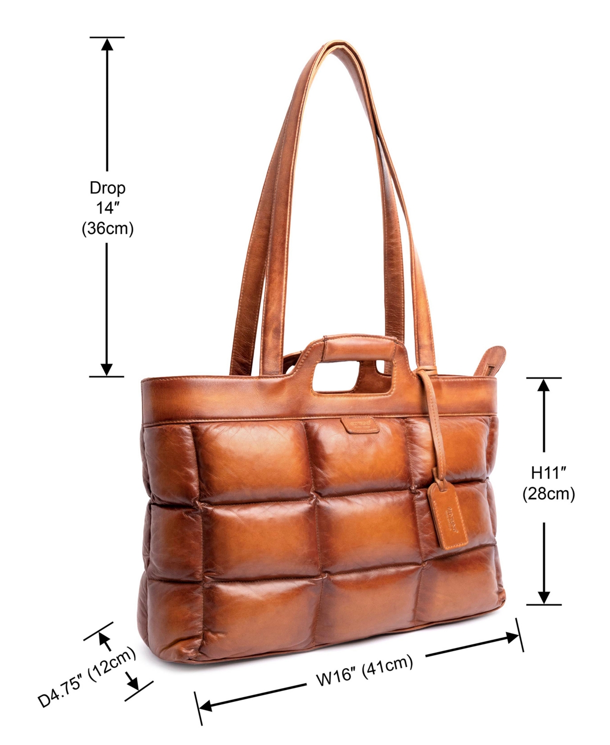 Old Trend Puff Clover Leather Tote Bag In Cognac