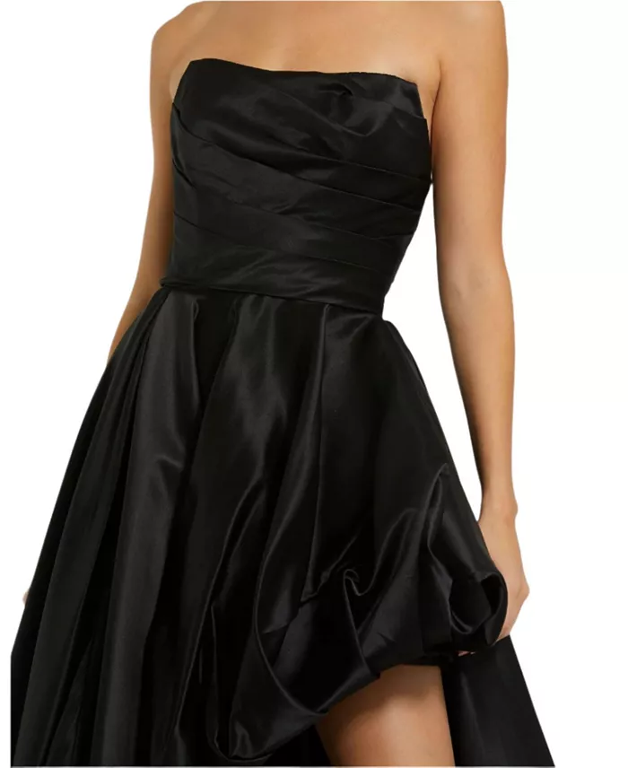 Women's Strapless Ruched High Low Gown - thumbnail 6