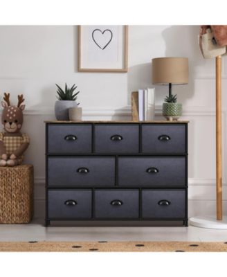 8 Drawers Wide Dresser - Organizer Unit with Steel Frame Wood Top and handle, Fabric Bins - Amazing for household decluttering