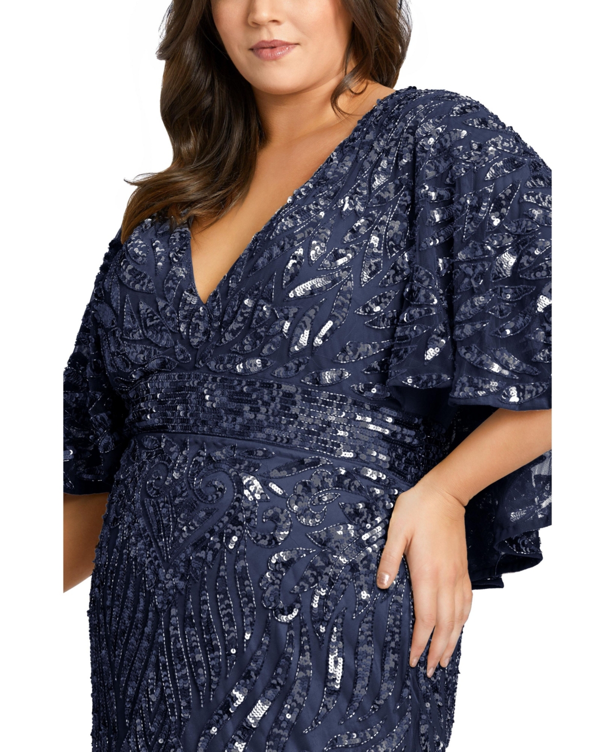 Mac Duggal Plus Size Embellished Cape Sleeve Cocktail Dress (Plus)