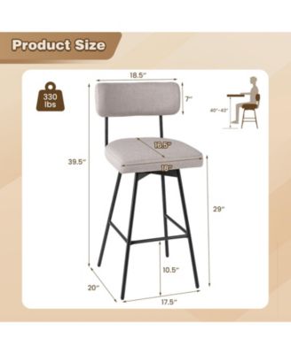 25 Inch Counter Height Upholstered Swivel Bar Stool Set of 2