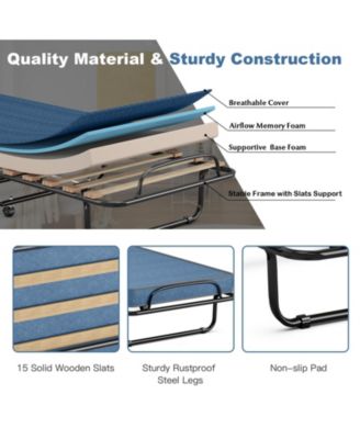 Portable Folding Bed with Memory Foam Mattress and Sturdy Metal Frame Made in Italy